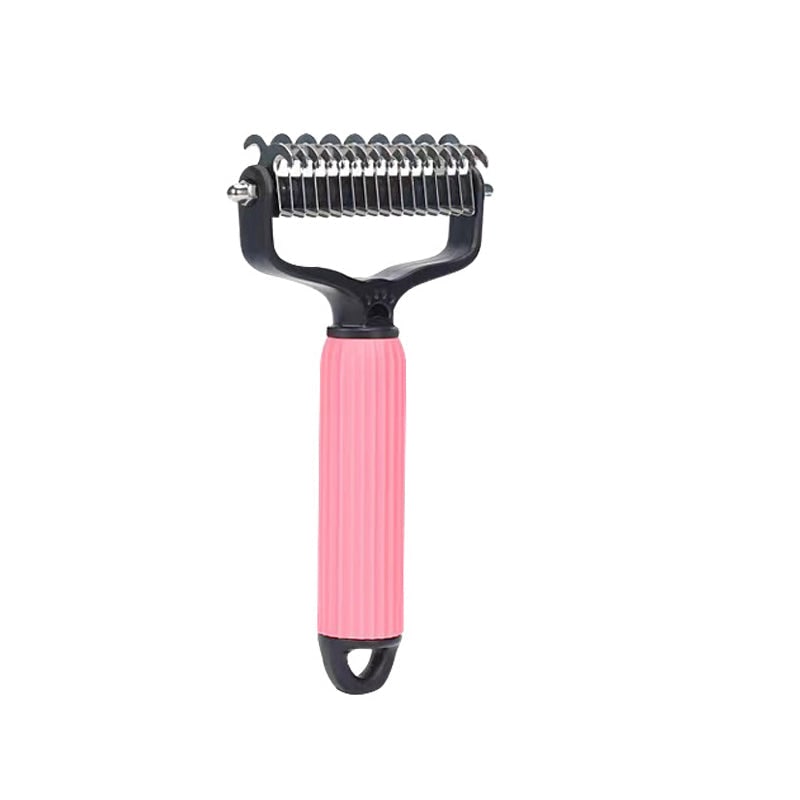 Brosse râteau double face pour le sous-poil des chiens
