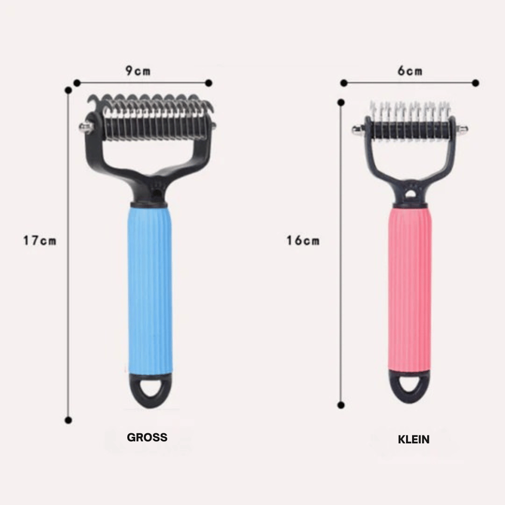 Brosse râteau double face pour le sous-poil des chiens