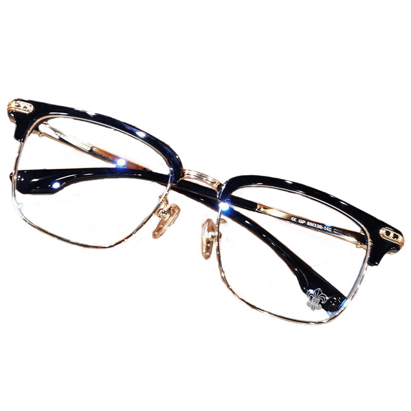 Lunettes de lecture à monture demi-cerclée noire et dorée