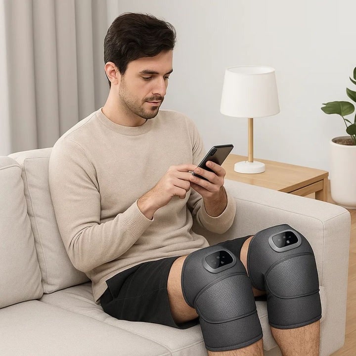 Genouillère chauffante rechargeable avec massage par vibrations