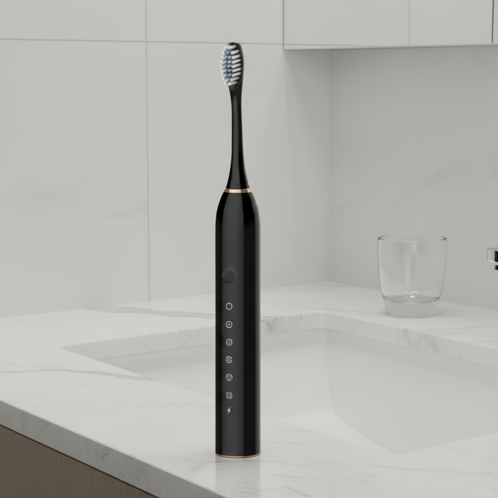Brosse à dents sonique rechargeable avec huit têtes et étui