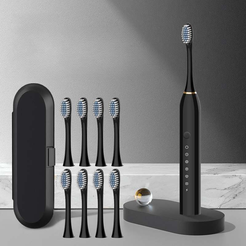Brosse à dents sonique rechargeable avec huit têtes et étui