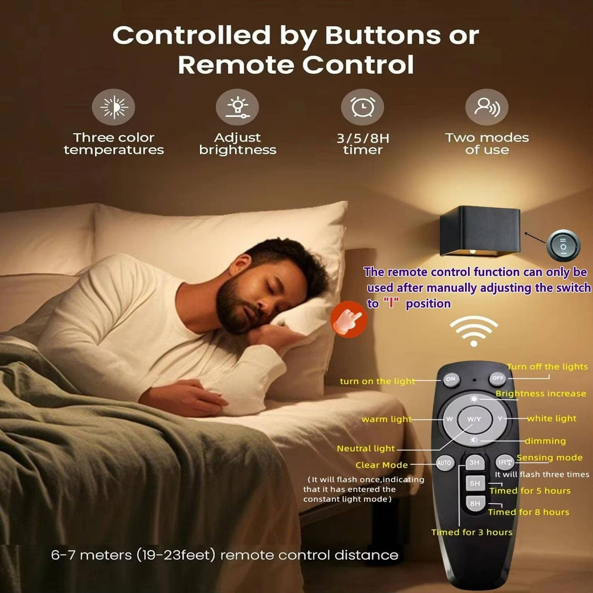 Applique rechargeable à détecteur de mouvement et télécommande