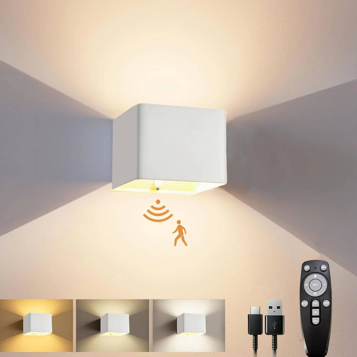 Applique rechargeable à détecteur de mouvement et télécommande