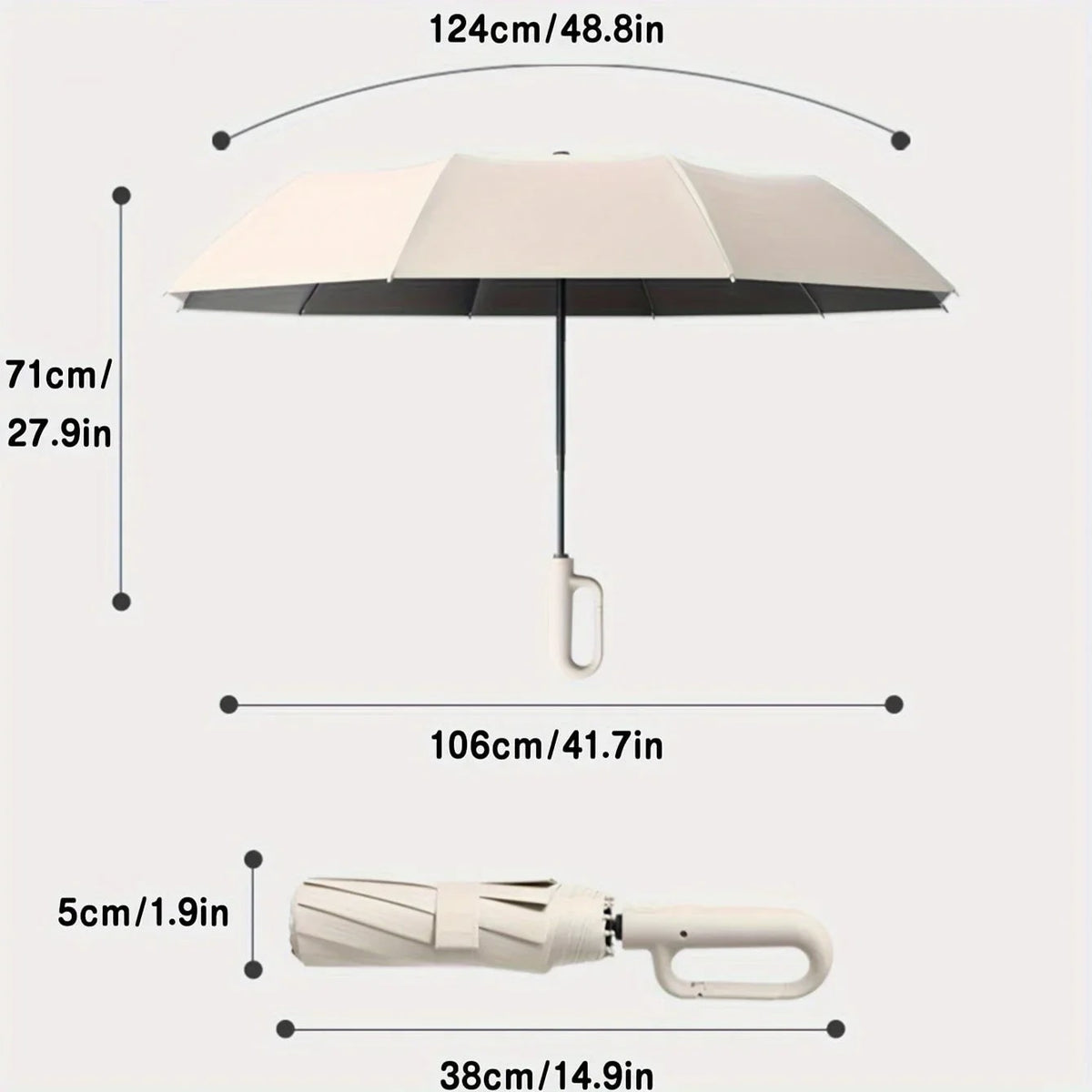 Parapluie de voyage compact avec attache mousqueton