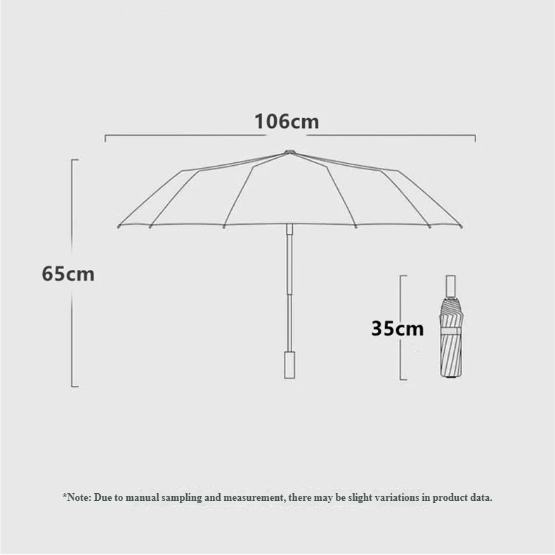 Parapluie de voyage pliant automatique avec poignée en bois