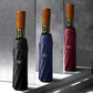 Parapluie de voyage pliant automatique avec poignée en bois