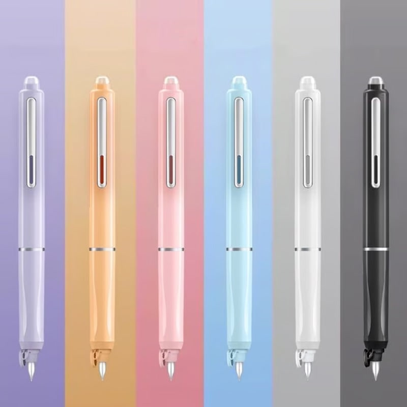 Stylo-plume rétractable à pointe fine avec clip
