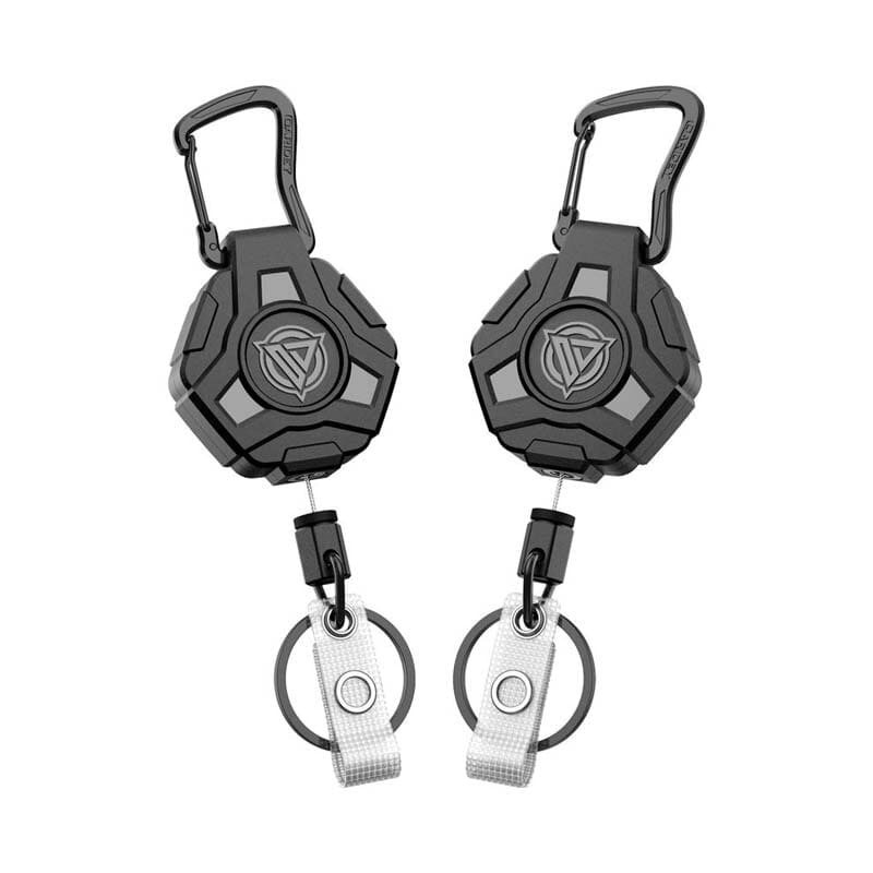 Porte-clés rétractable avec mousqueton et câble d'acier