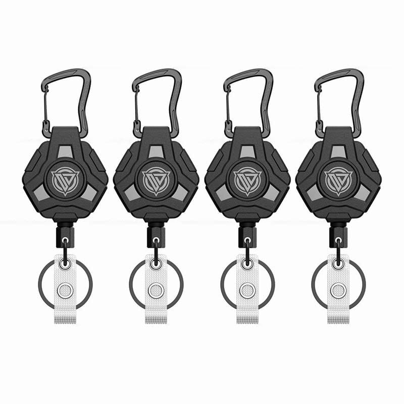Porte-clés rétractable avec mousqueton et câble d'acier