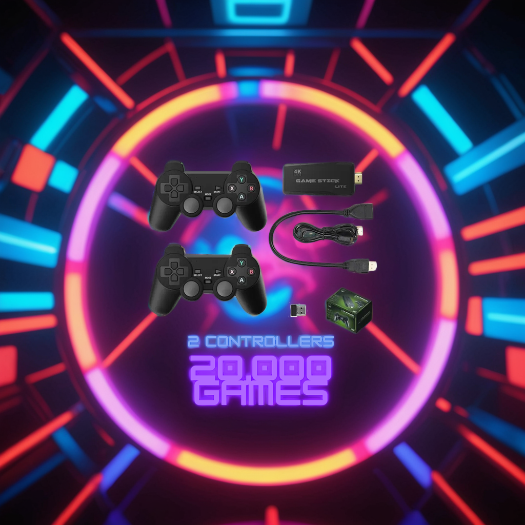 Console de jeu sur clé HDMI avec deux manettes sans fil