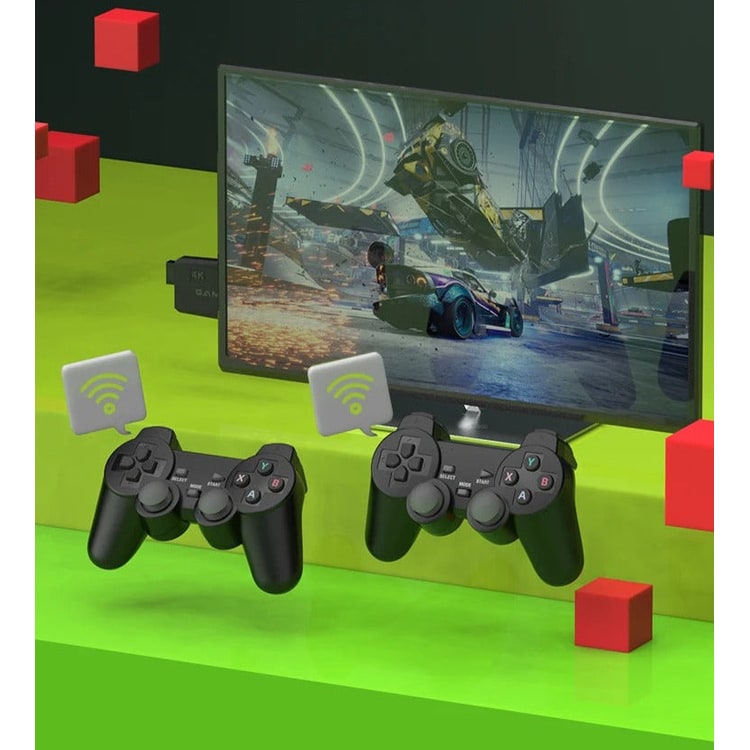 Console de jeu sur clé HDMI avec deux manettes sans fil