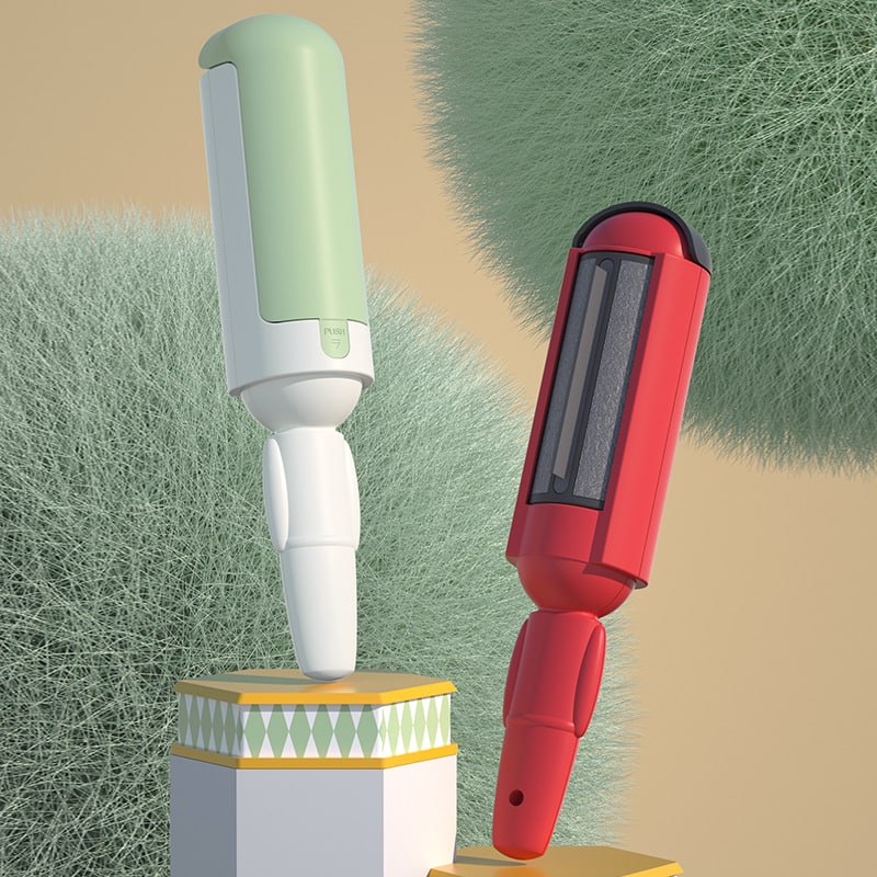 Brosse anti-poils réutilisable double face avec capuchon