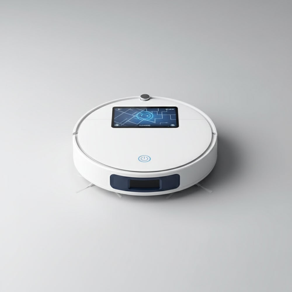Robot de nettoyage avec doubles tampons rotatifs et brosses latérales