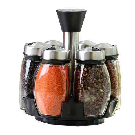 Carrousel à épices rotatif avec 6 pots en verre
