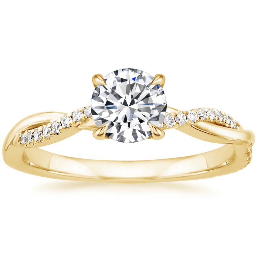 Bague solitaire à anneau torsadé et pierres décoratives