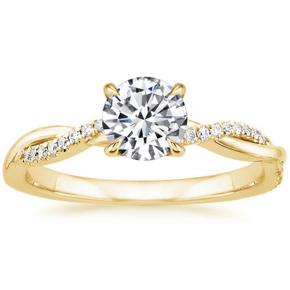 Bague solitaire à anneau torsadé et pierres décoratives
