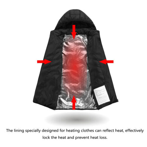 Veste chauffante unisexe à 3 niveaux, alimentation USB