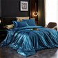 Parure de lit en satin avec housse de couette et taies