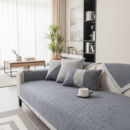 Protection modulaire de canapé matelassée en mélange coton-lin