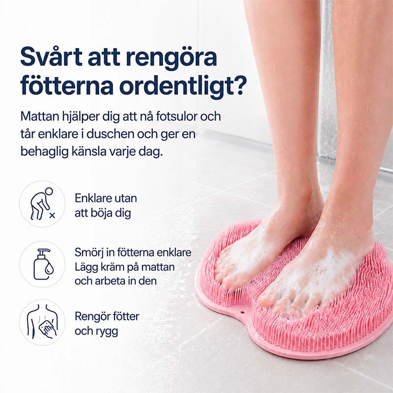 Brosse de douche en silicone pour les pieds avec ventouses