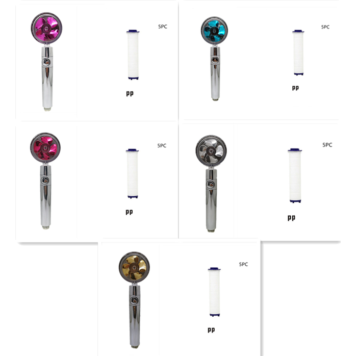 Pommeau de douche filtrant avec bouton pause et flexible