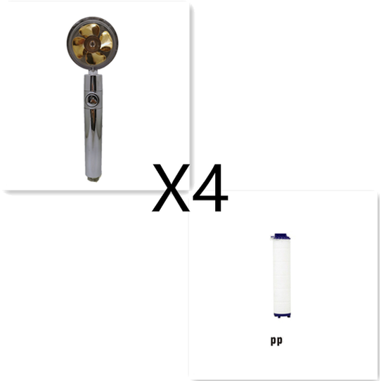 Pommeau de douche filtrant avec bouton pause et flexible