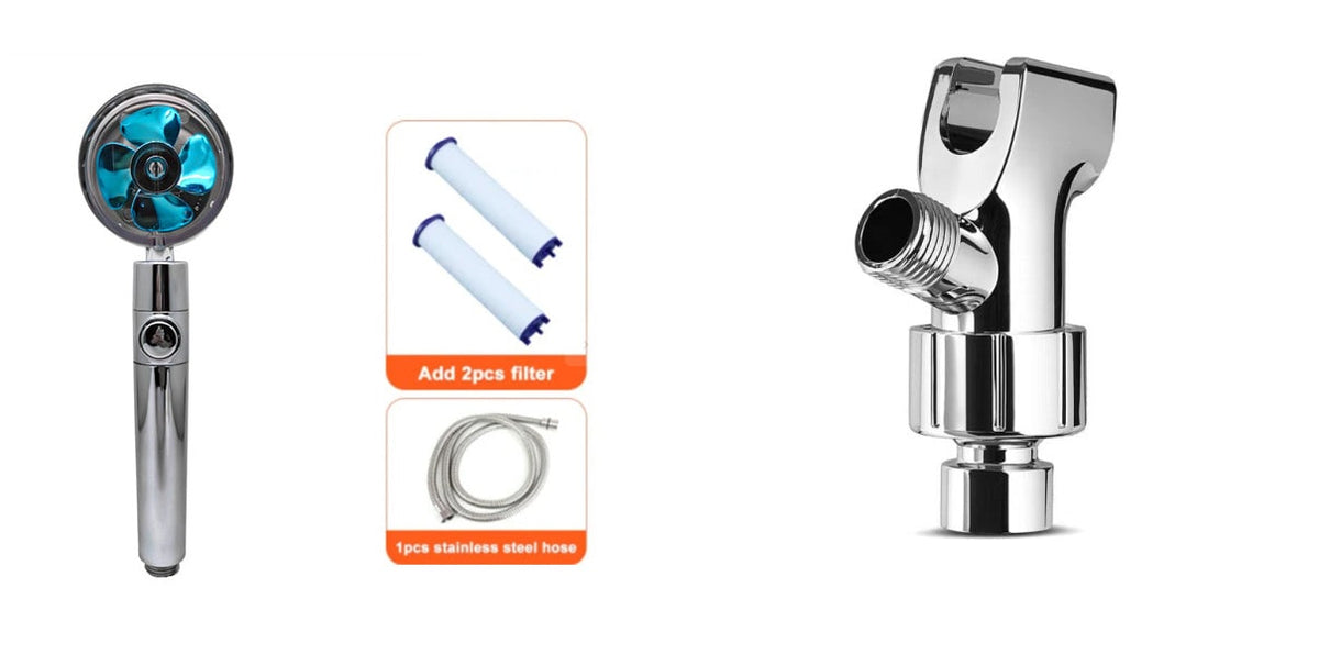 Pommeau de douche filtrant avec bouton pause et flexible