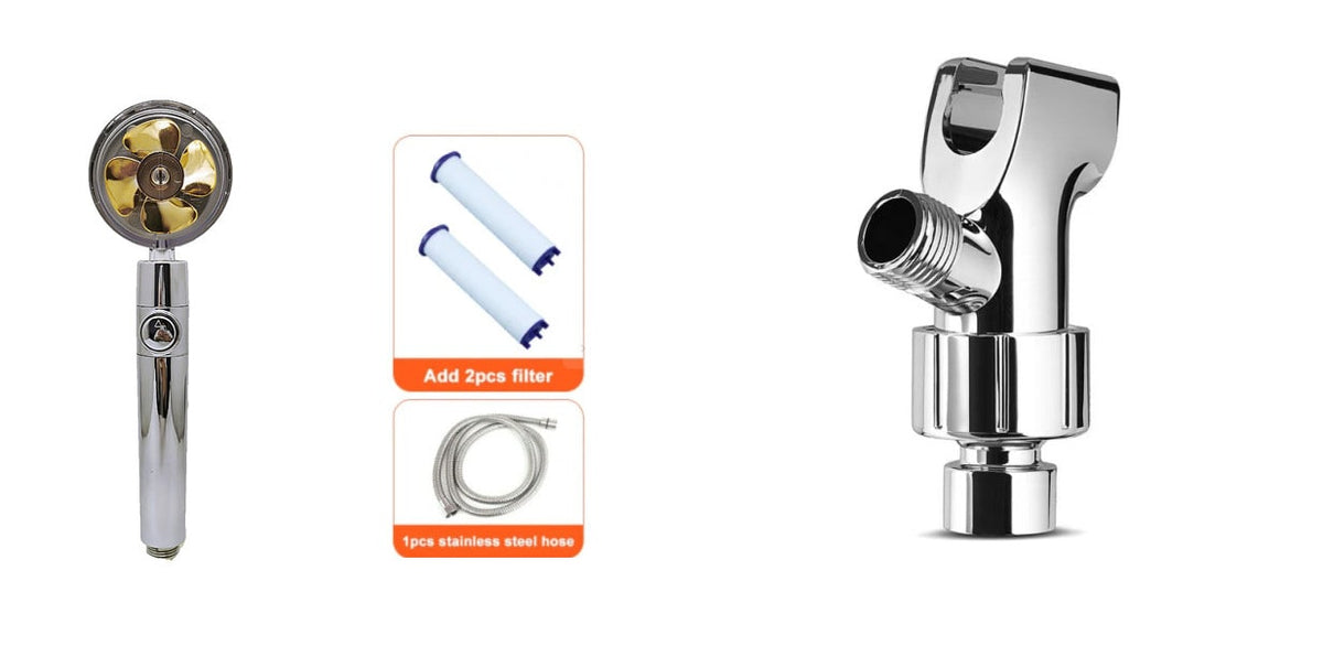 Pommeau de douche filtrant avec bouton pause et flexible