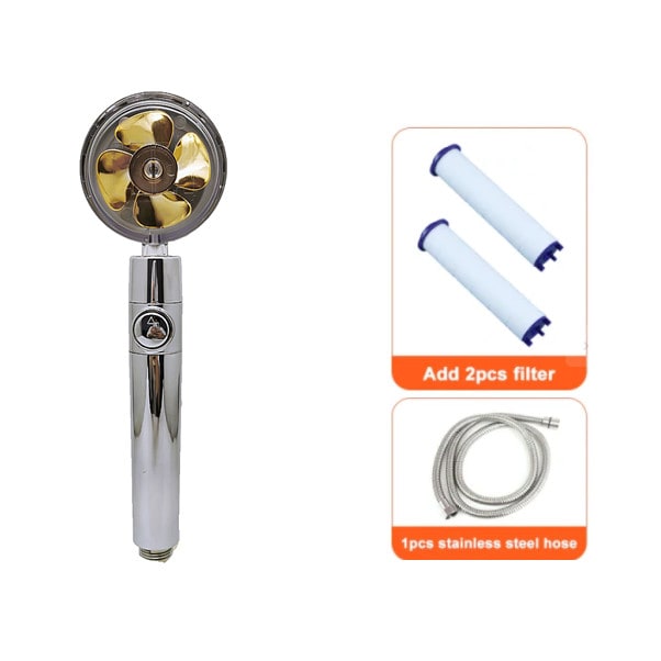 Pommeau de douche filtrant avec bouton pause et flexible
