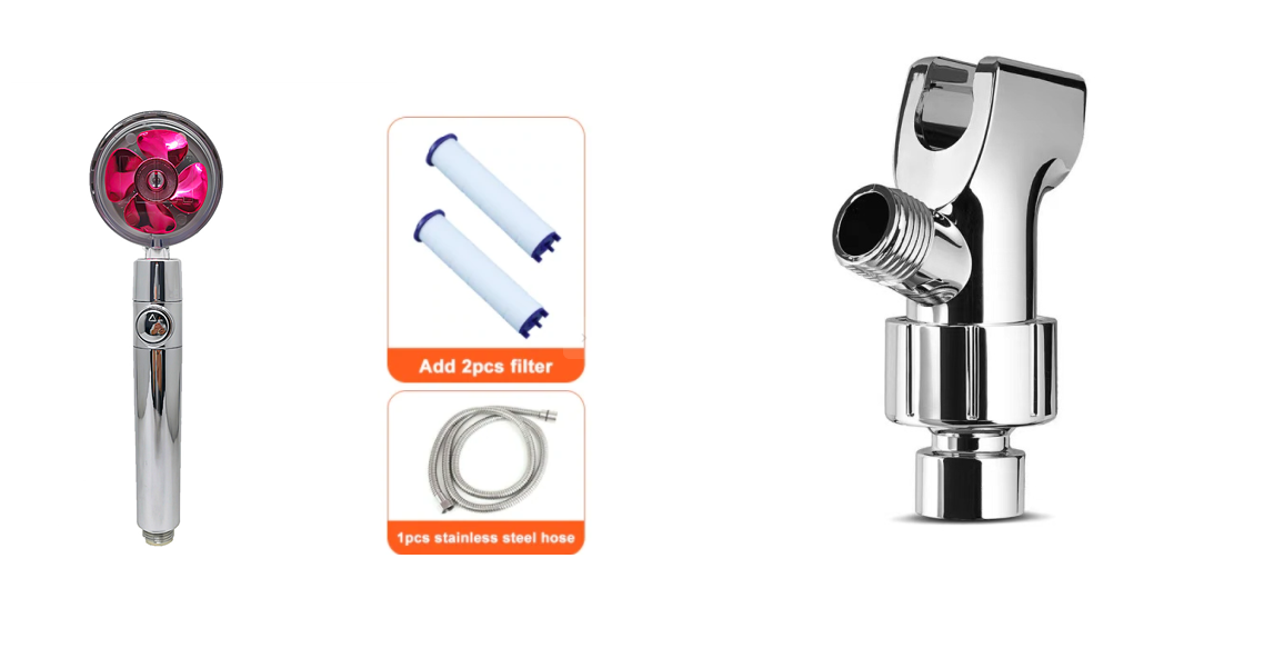 Pommeau de douche filtrant avec bouton pause et flexible