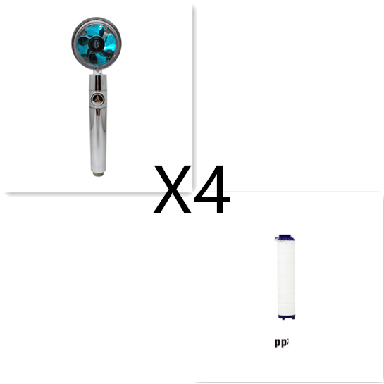 Pommeau de douche filtrant avec bouton pause et flexible