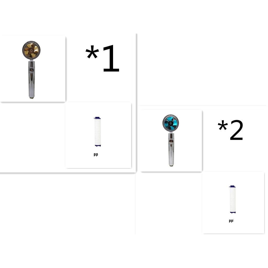 Pommeau de douche filtrant avec bouton pause et flexible
