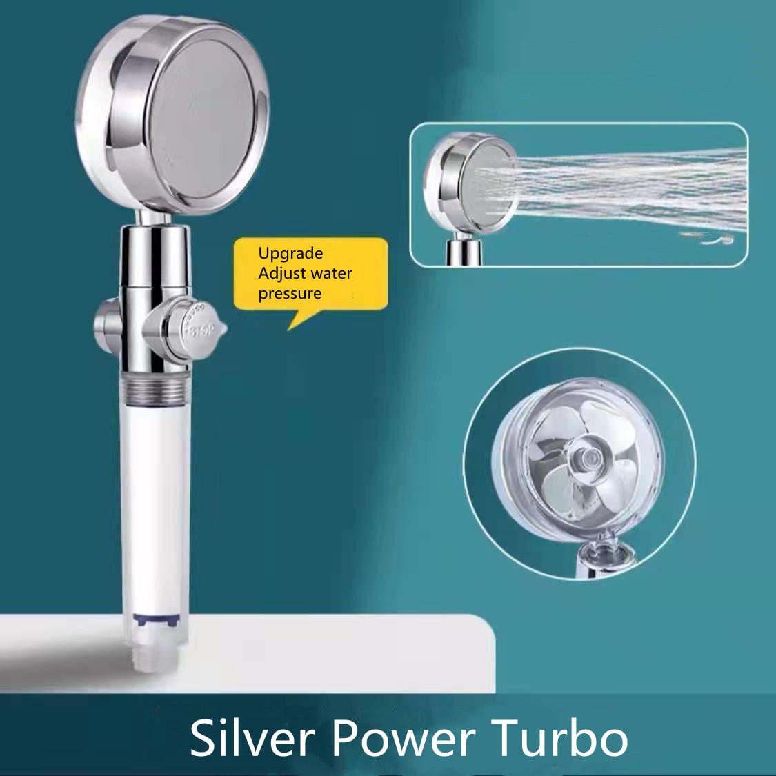 Pommeau de douche filtrant avec bouton pause et flexible