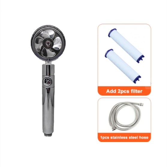Pommeau de douche filtrant avec bouton pause et flexible