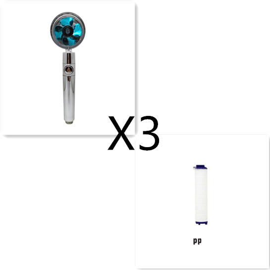 Pommeau de douche filtrant avec bouton pause et flexible