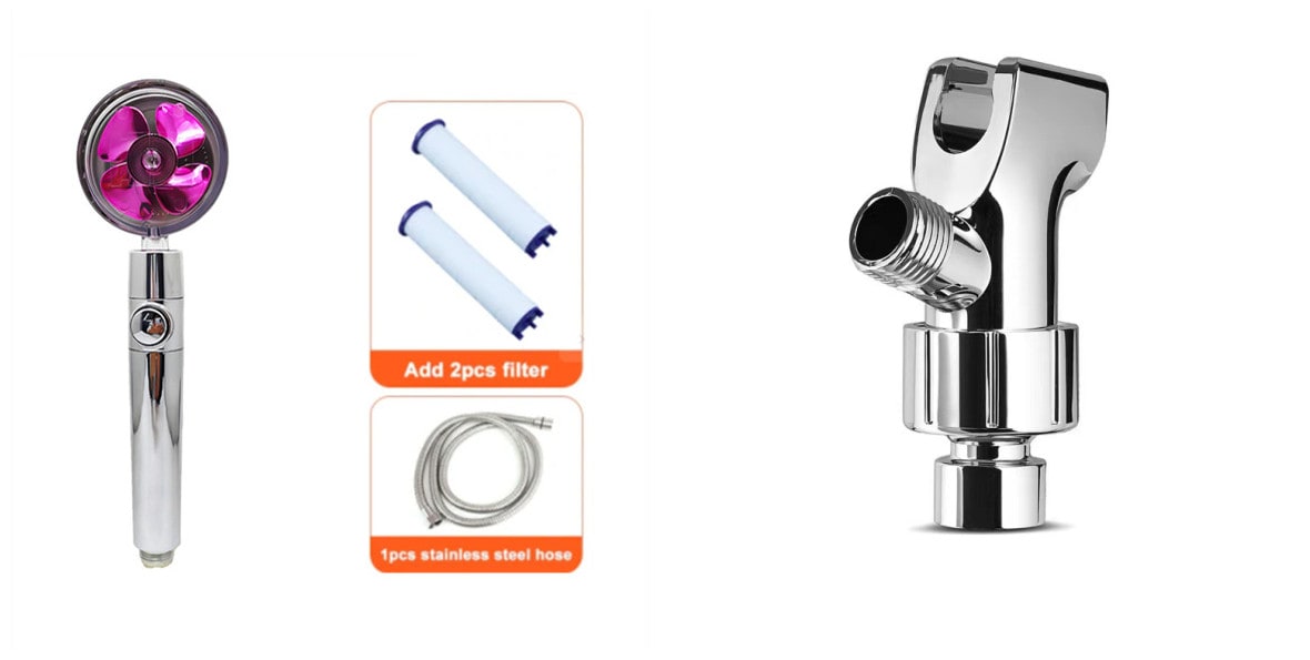 Pommeau de douche filtrant avec bouton pause et flexible