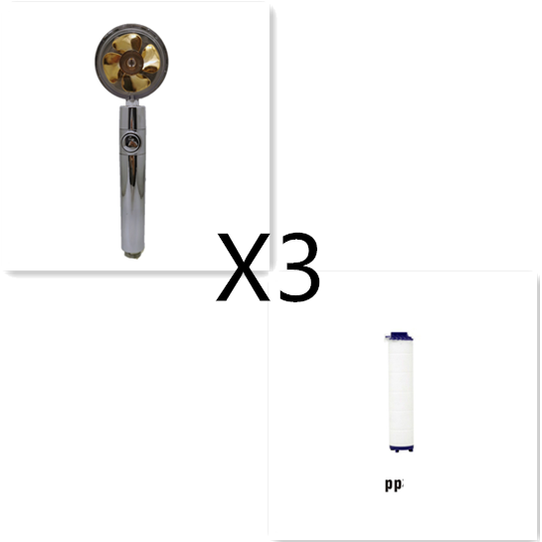 Pommeau de douche filtrant avec bouton pause et flexible