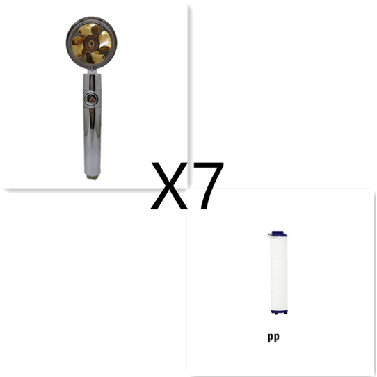 Pommeau de douche filtrant avec bouton pause et flexible