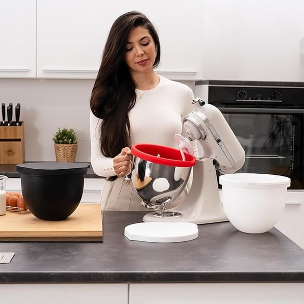 Doublure de bol en silicone avec couvercle pour robot pâtissier