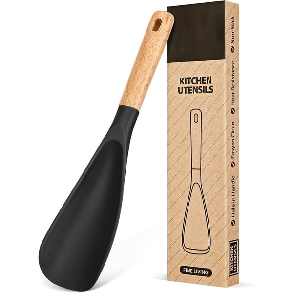 Cuillère-spatule en silicone avec manche en bois