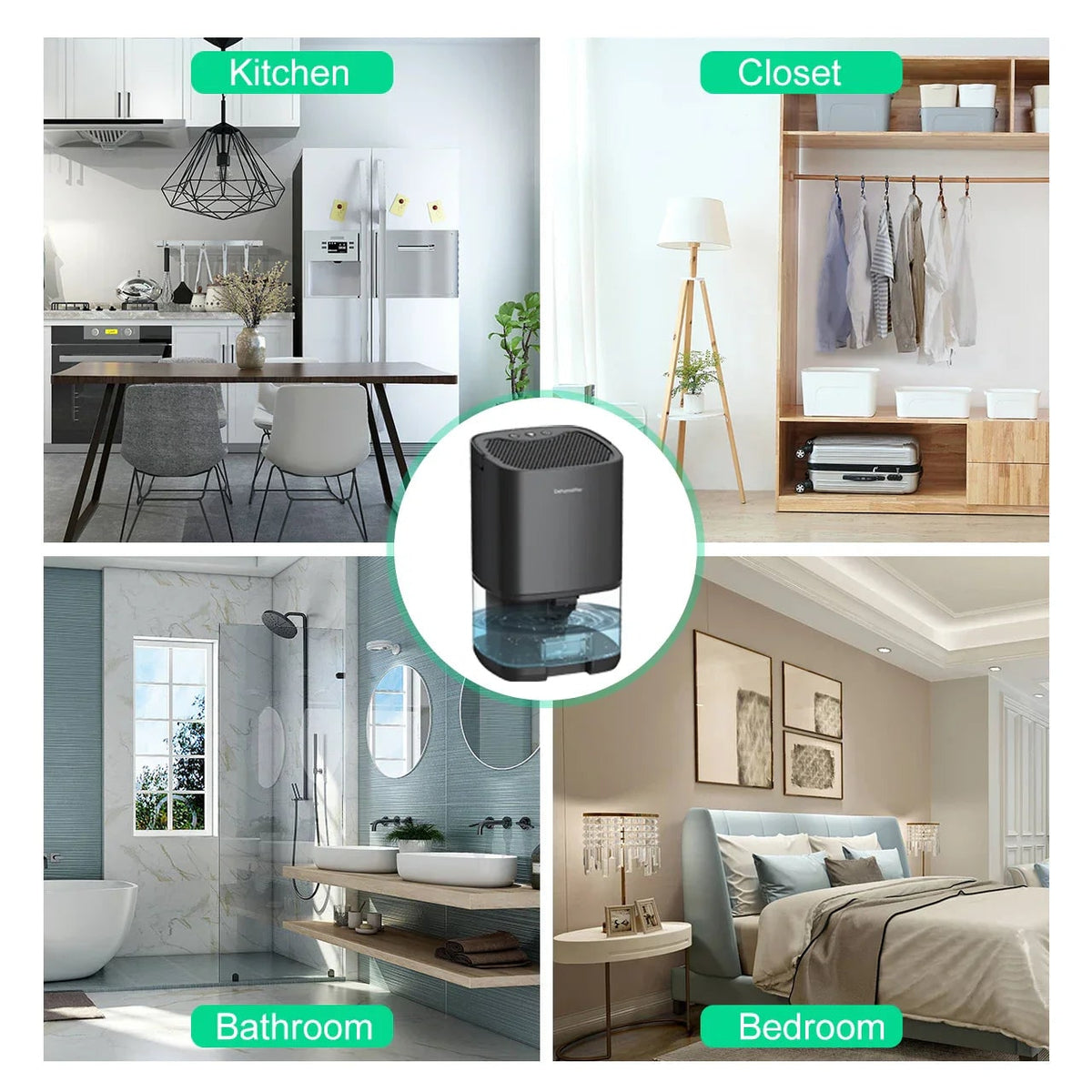 Déshumidificateur compact à réservoir de 1 litre et veilleuse