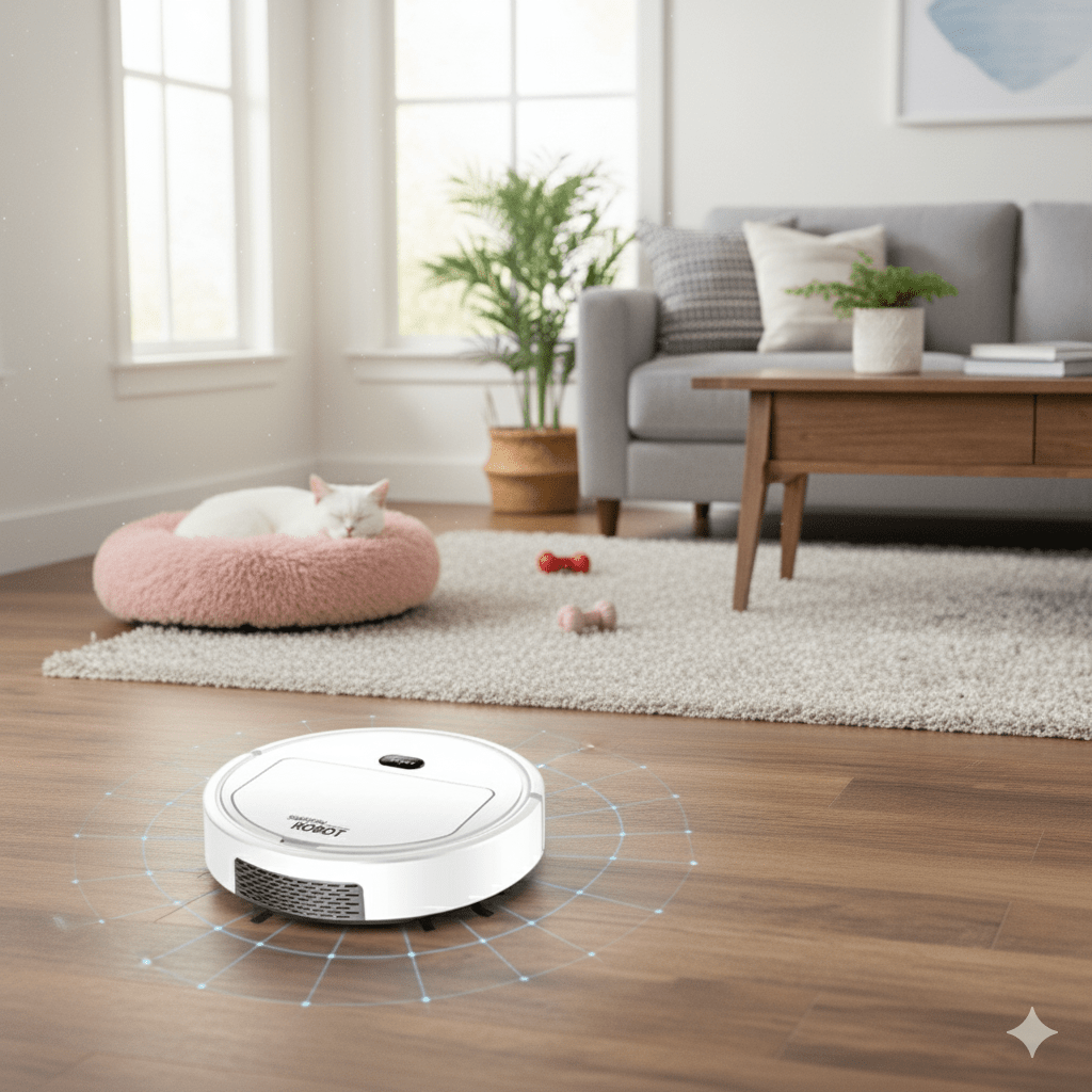 Robot aspirateur compact à double brosse latérale