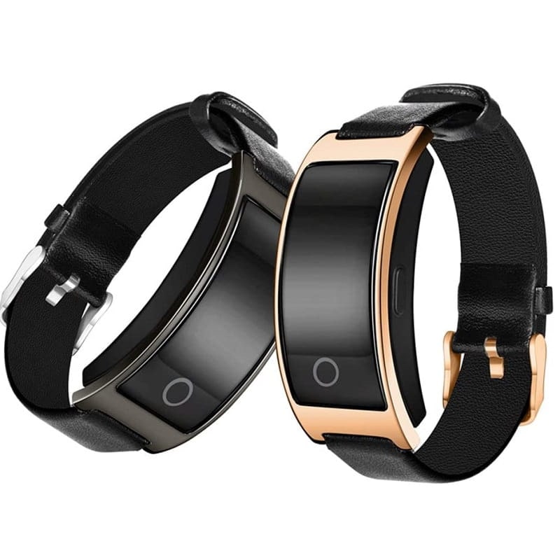 Montre connectée à écran OLED et bracelet en cuir