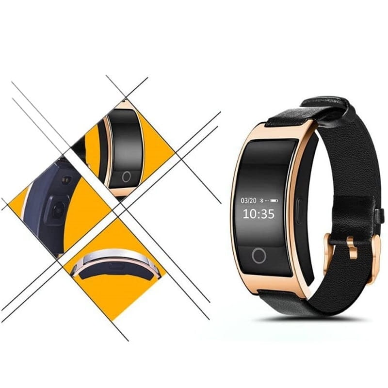 Montre connectée à écran OLED et bracelet en cuir