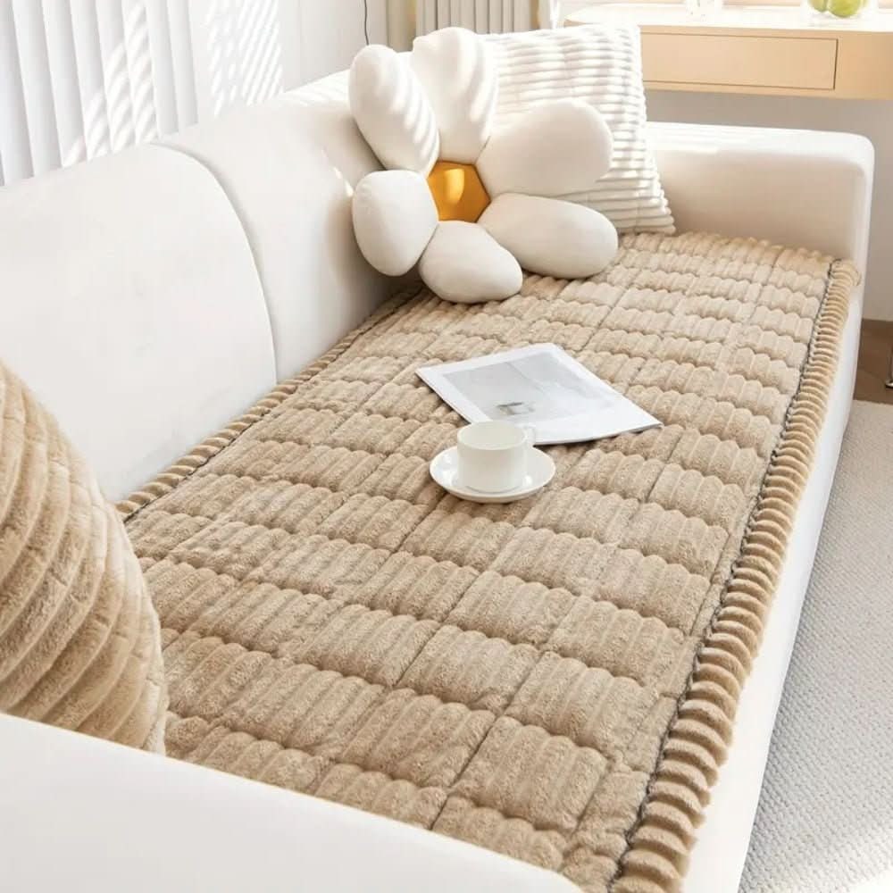 Jeté d'assise de canapé en matière pelucheuse matelassée
