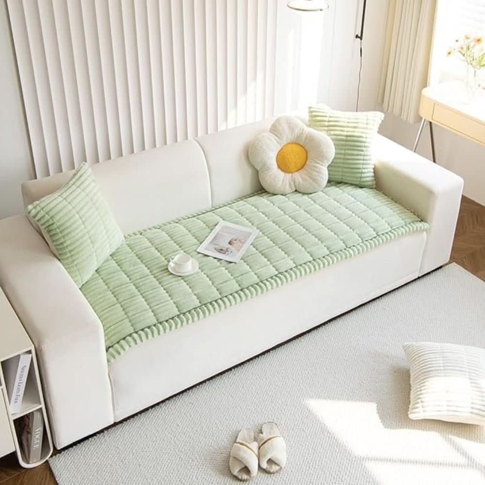 Jeté d'assise de canapé en matière pelucheuse matelassée