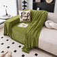 Plaid de canapé en chenille à chevrons et franges