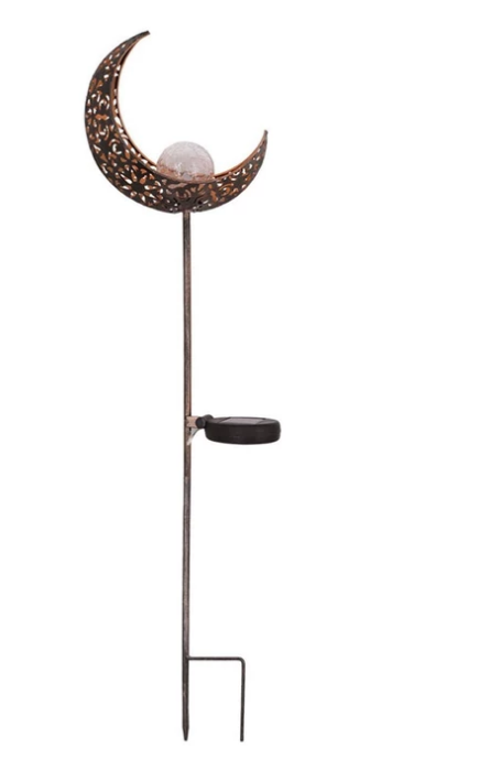 Lampe solaire sur piquet en métal et verre craquelé
