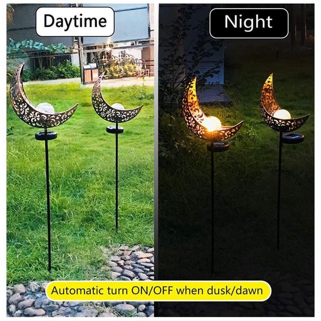 Lampe solaire sur piquet en métal et verre craquelé